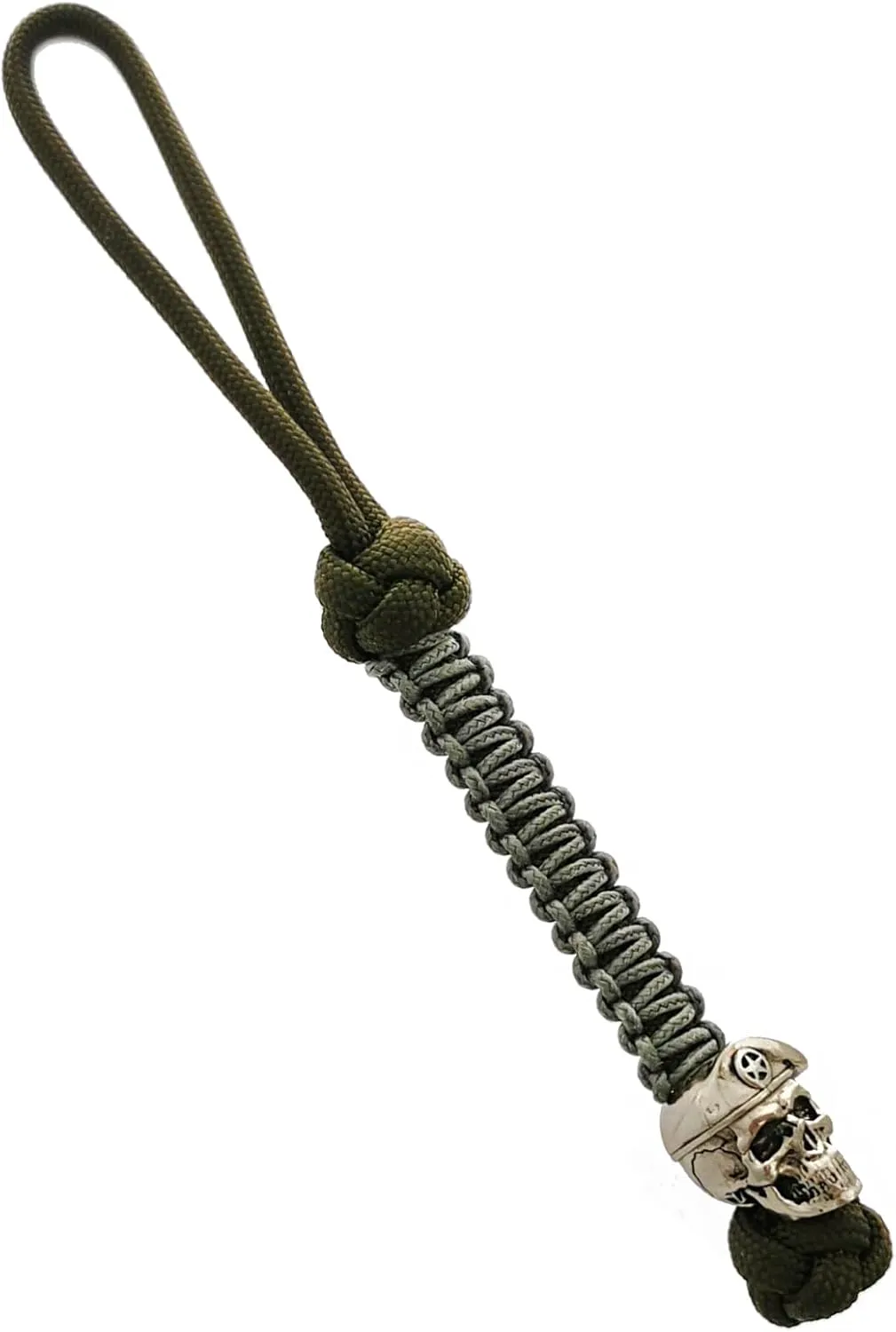 CooB EDC Paracord Knife Lanyard with Metal Hand Casted Paracord Bead Charm USA Soldier Skull. Keychain Lanyards for Knives