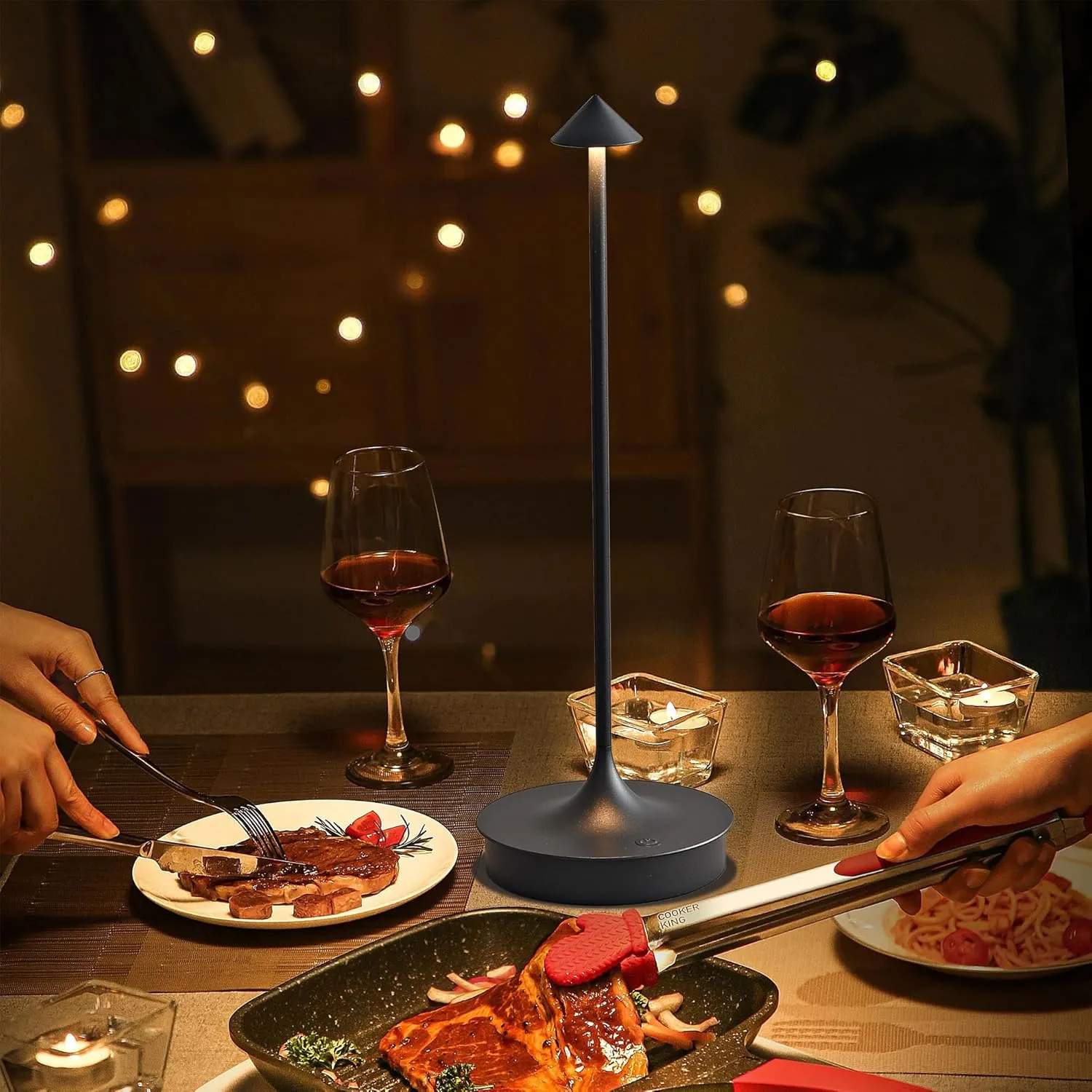 Cordless Table Lamps Rechargeable, LED Desk Lamp 4000mAh Battery Operated Outdoor Waterproof Portable Touch Dimmable Table Light for Patio/Restaurant/Bar/Indoor (Black-1PC)