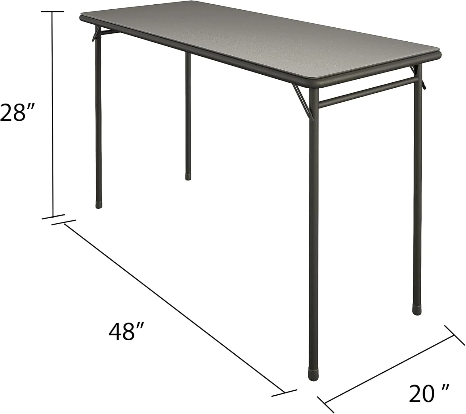 COSCO 20" x 48" Vinyl Top Folding Table, Black