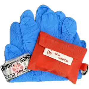 CPR Mask Keychain with Nitrile Gloves (Pack of 10), MCR Medical