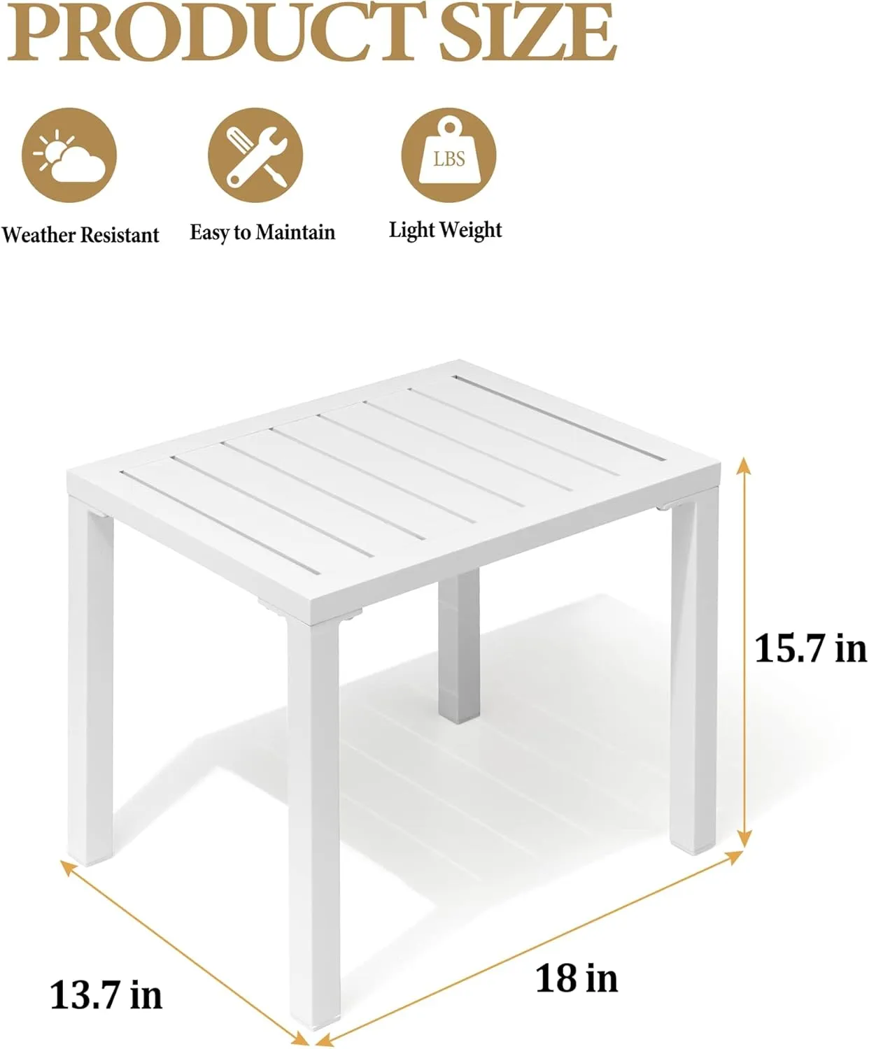 Crestlive Products Outdoor Side Table,Aluminum Rectangular Side/End Table, Small Patio Coffee Bistro Table for Outdoor Indoor