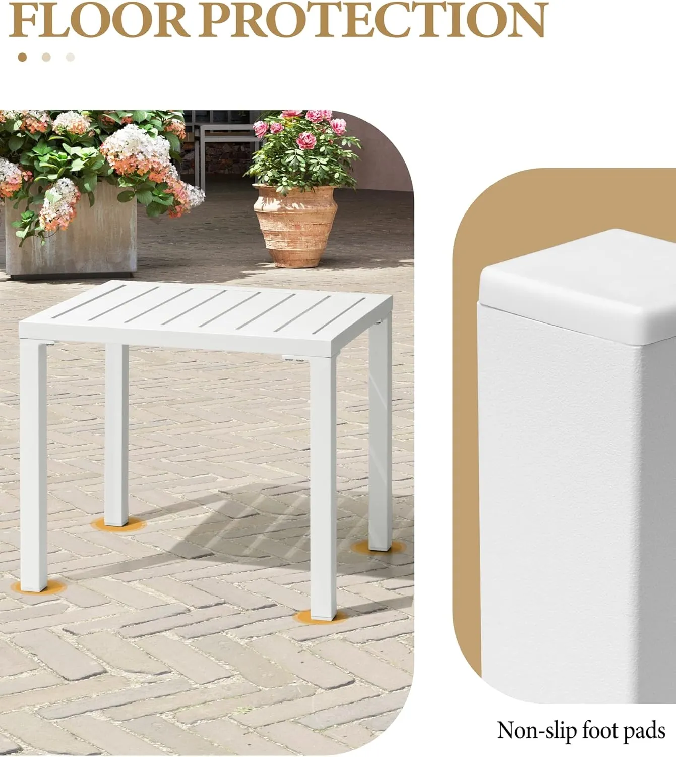Crestlive Products Outdoor Side Table,Aluminum Rectangular Side/End Table, Small Patio Coffee Bistro Table for Outdoor Indoor