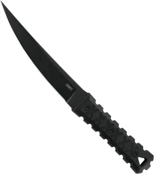 CRKT HZ6 Fixed Blade Knife with Sheath: SK-5 Plain Edge Black Coated Blade, G10 Handle, 2927