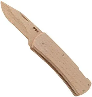 CRKT Nathan's Knife Kit: Wooden Pocket Knife, Drop Point Blade Design with Working Lock Back, Craft Project, Great for Kids 1032, Black