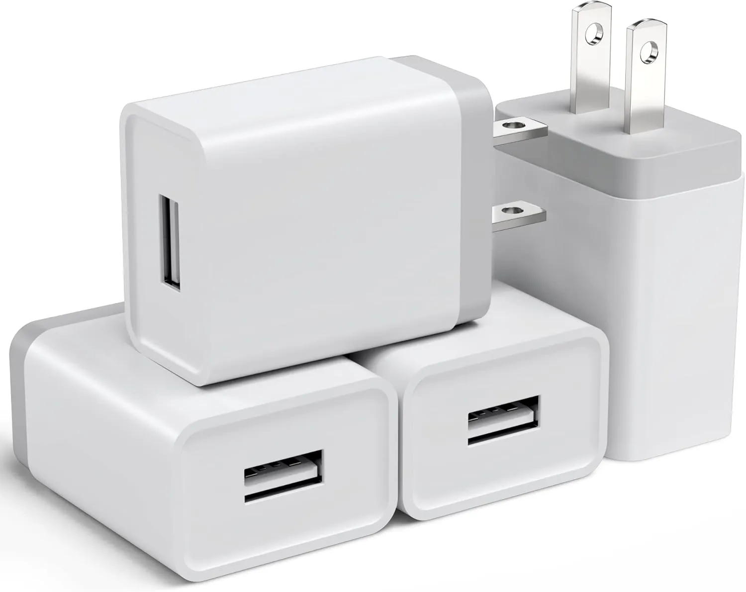 Cube Compatible USB Wall Charger Block - 12W 4 Pack, 2.4A/5V Power Adapter for iPhone 13 12 11 Pro Max SE XS XR X 8 7 6 6S Plus, Samsung, LG, Moto, Android