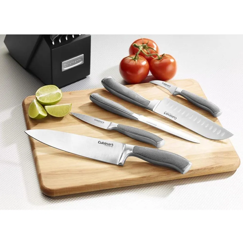 Cuisinart 15-Piece Cutlery Knife Block Set Steel with Knife Sharpener and Gloves