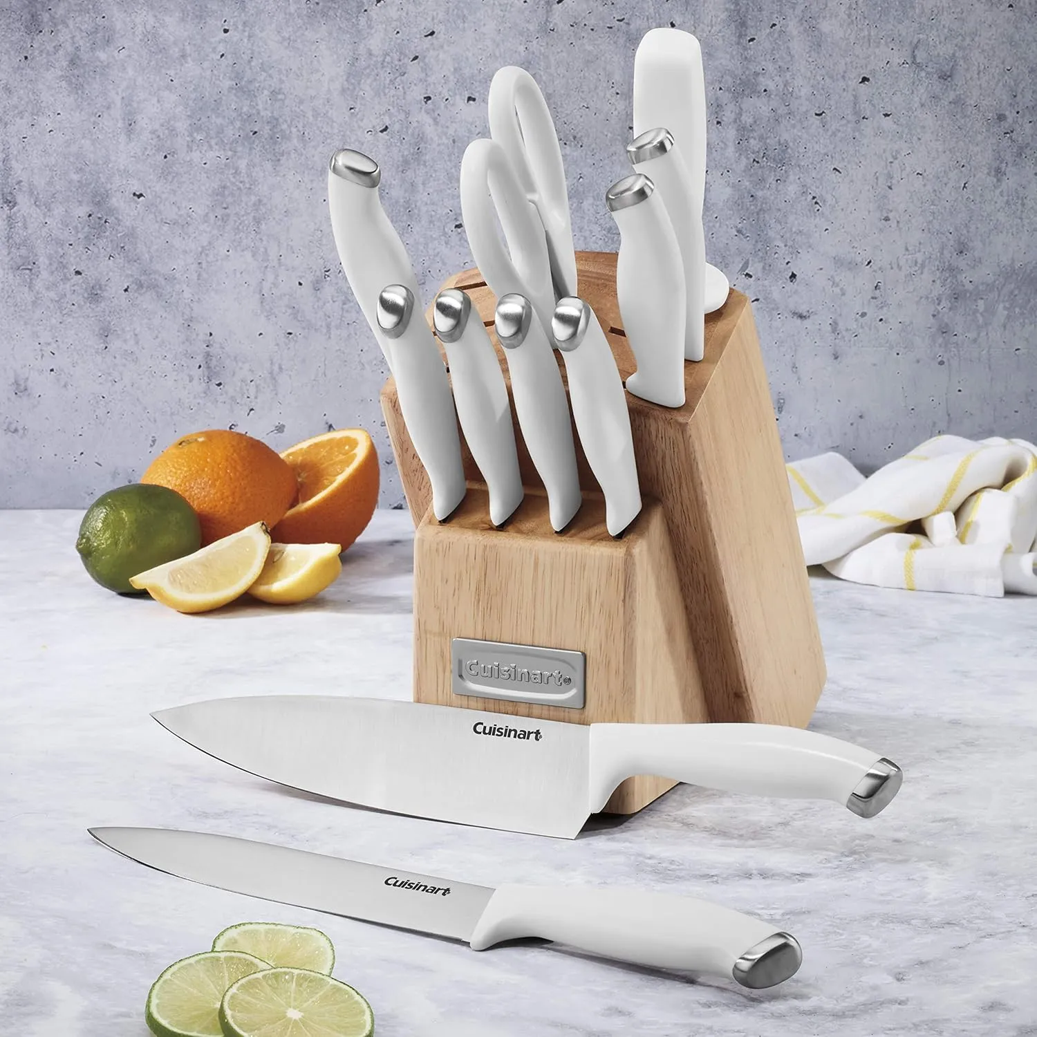 Cuisinart Block Knife Set, 12pc Cutlery Knife Set with Steel Blades for Precise Cutting, Lightweight, Stainless Steel, Durable & Dishwasher Safe, C77SSW-12P