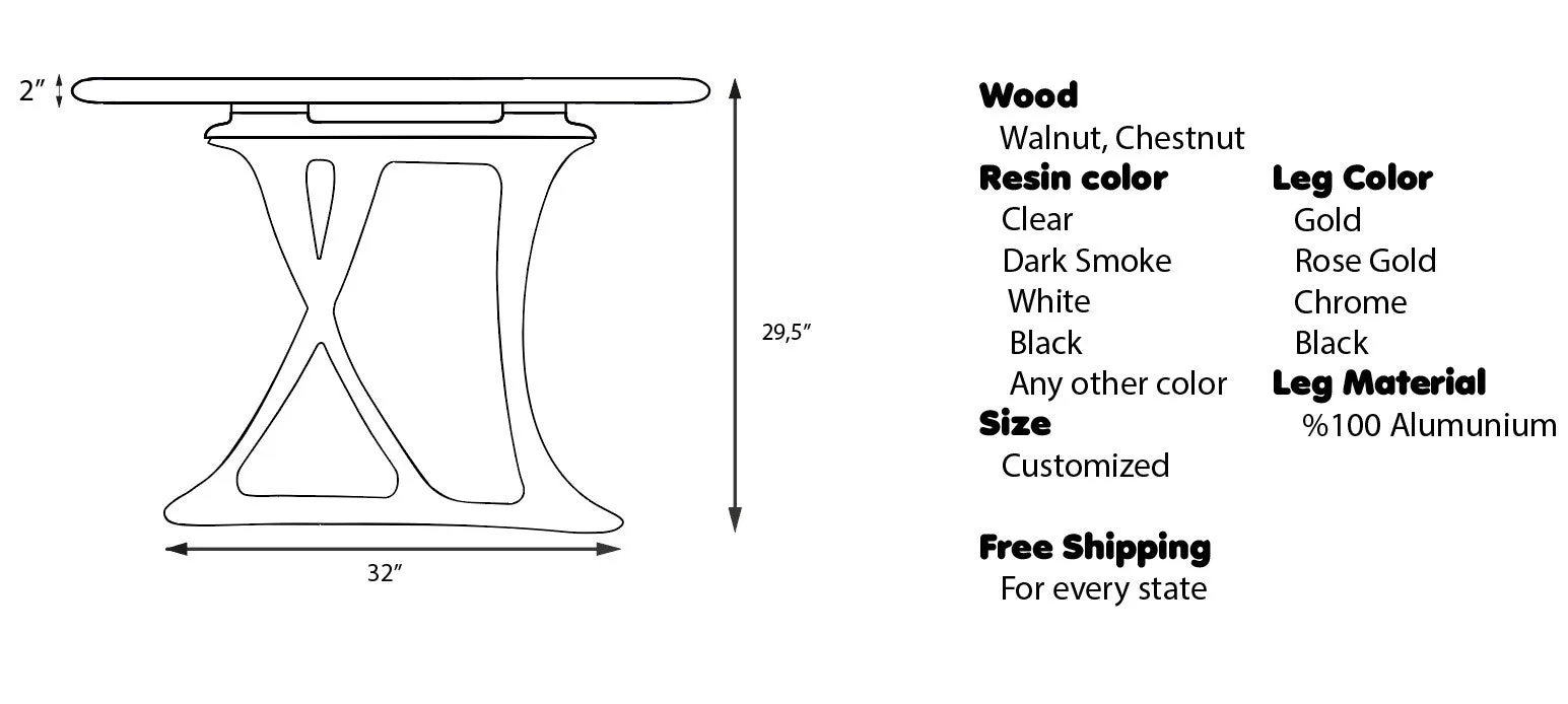 Custom Epoxy Resin Dining Room Table | Osso Dining Table