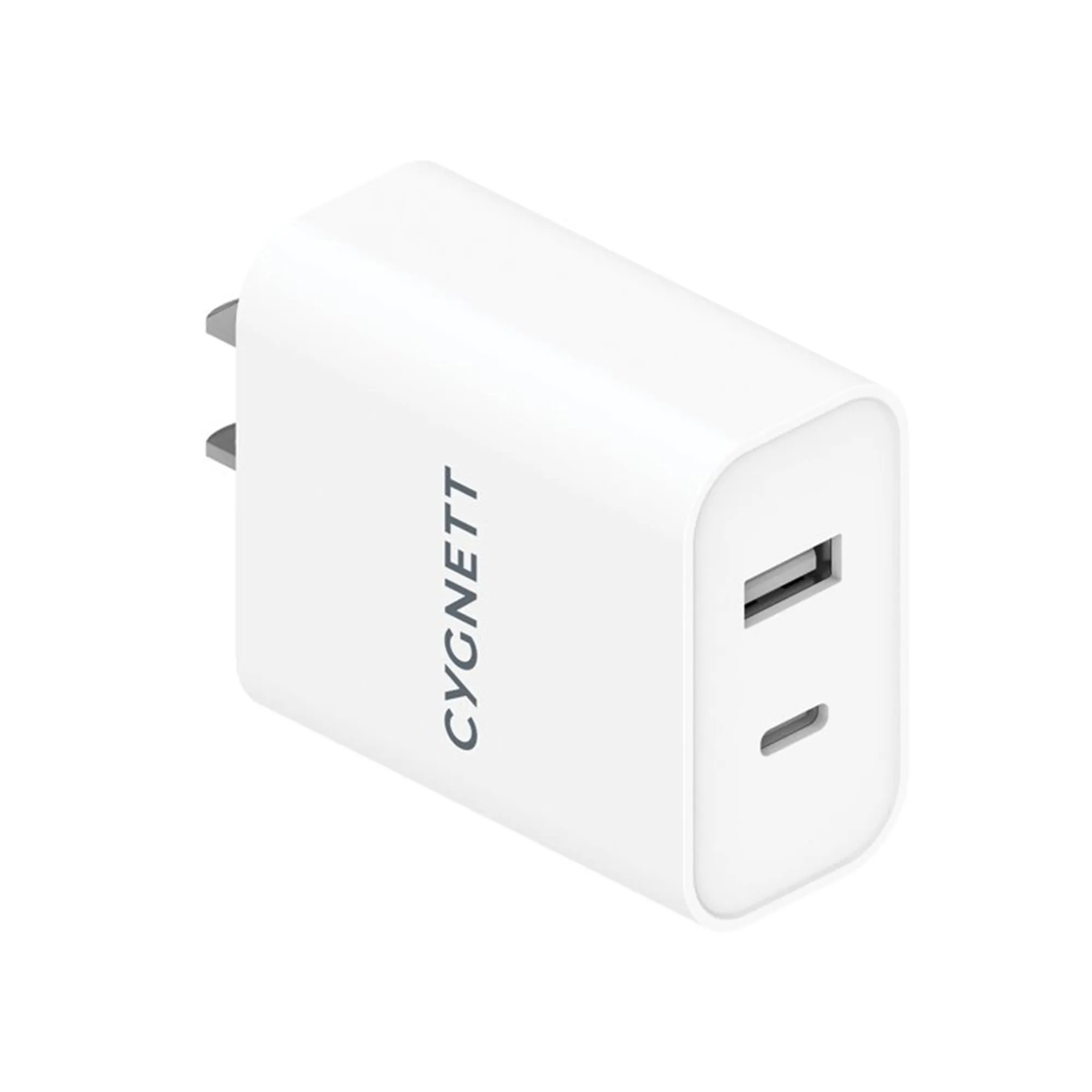 CYGNETT PowerPlus 38W Dual Port (20W USB-C   18W USB-A) Wall Charger - White