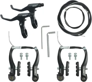 CYSKY Complete Universal Bike Brakes Set, Front and Rear MTB Brake, Inner and Outer Brake Cables and Brake Lever Kit for Mountain Bikes Road Bikes (Black)