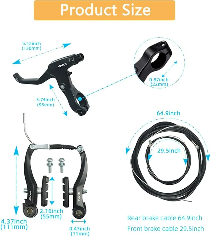 CYSKY Complete Universal Bike Brakes Set, Front and Rear MTB Brake, Inner and Outer Brake Cables and Brake Lever Kit for Mountain Bikes Road Bikes (Black)