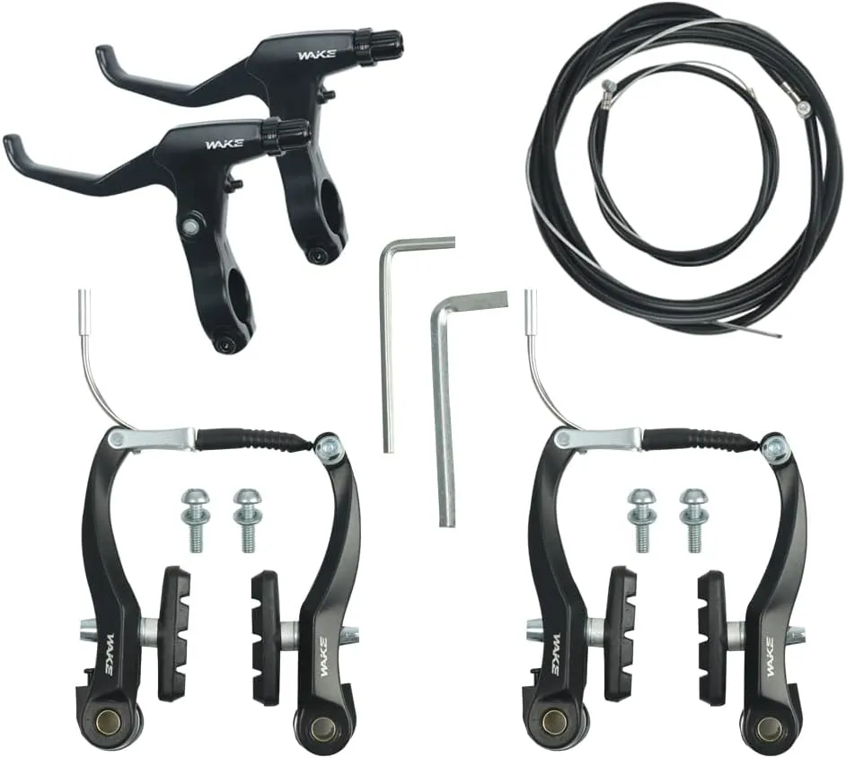 CYSKY Complete Universal Bike Brakes Set, Front and Rear MTB Brake, Inner and Outer Brake Cables and Brake Lever Kit for Mountain Bikes Road Bikes (Black)