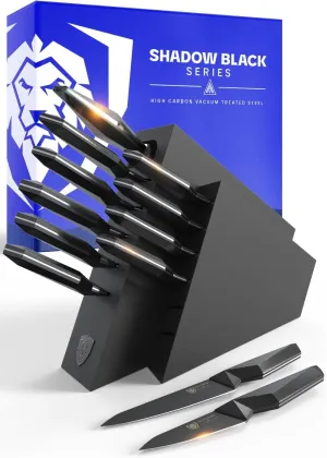 DALSTRONG 12-piece Professional Knife Block Set - Shadow Black Series - Black Titanium Nitride Coated - High-Carbon Stainless Steel Knife Set with Block - NSF Certified Premium Kitchen Set