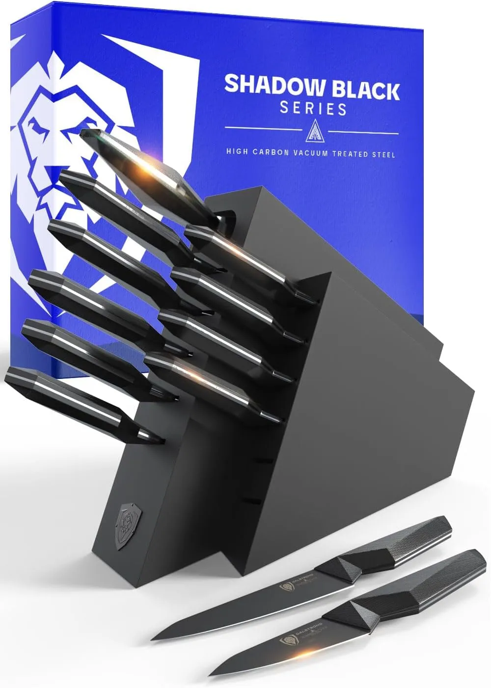 DALSTRONG 12-piece Professional Knife Block Set - Shadow Black Series - Black Titanium Nitride Coated - High-Carbon Stainless Steel Knife Set with Block - NSF Certified Premium Kitchen Set