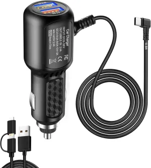 Dash Cam Charger USB C, Type C Car Charger, Dual Port Dashcam Power Adapter, Fast Charging Cord for REDTIGER F7N, Vantrue N4, WOLFBOX Dashcam (11.5FT)