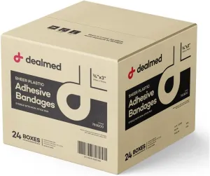 Dealmed Sheer Plastic Flexible Adhesive Bandages – 100 Count (24 Pack) Bandages with Non-Stick Pad, Latex Free, Wound Care for First Aid Kit, 3" x 3/4"