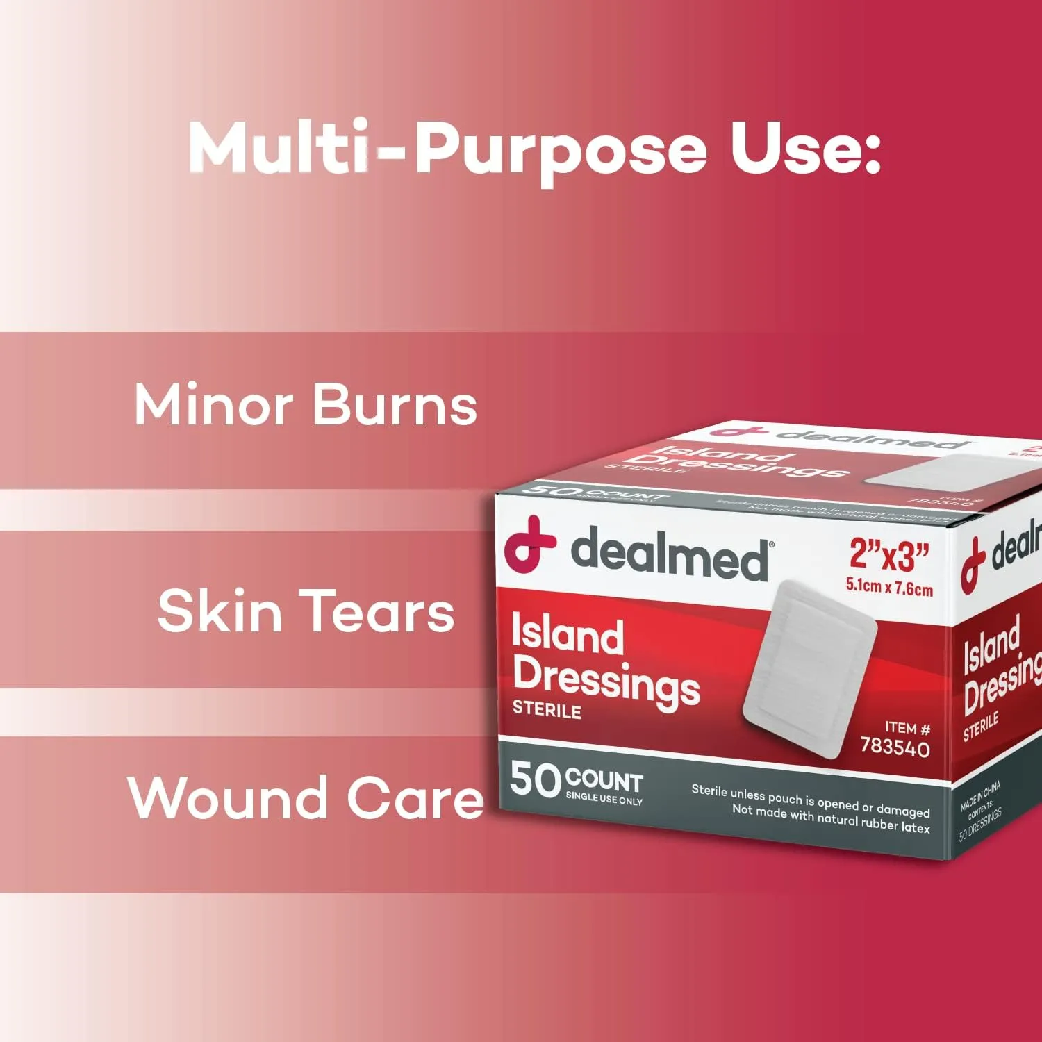Dealmed Sterile Bordered Gauze Island Dressings – 400 Count, 2" x 3" Gauze Pads, Disposable, Latex-Free, Adhesive Borders with Non-Stick Pads, Wound Dressing for First Aid Kit and Medical Facilities