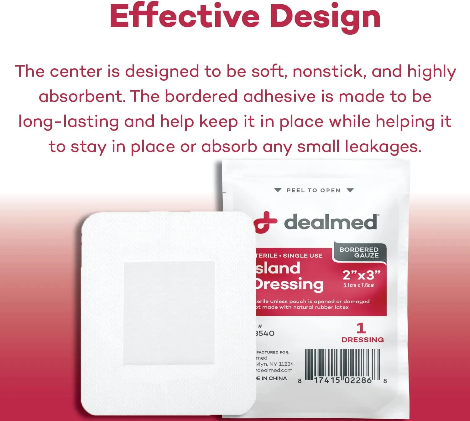 Dealmed Sterile Bordered Gauze Island Dressings – 400 Count, 2" x 3" Gauze Pads, Disposable, Latex-Free, Adhesive Borders with Non-Stick Pads, Wound Dressing for First Aid Kit and Medical Facilities