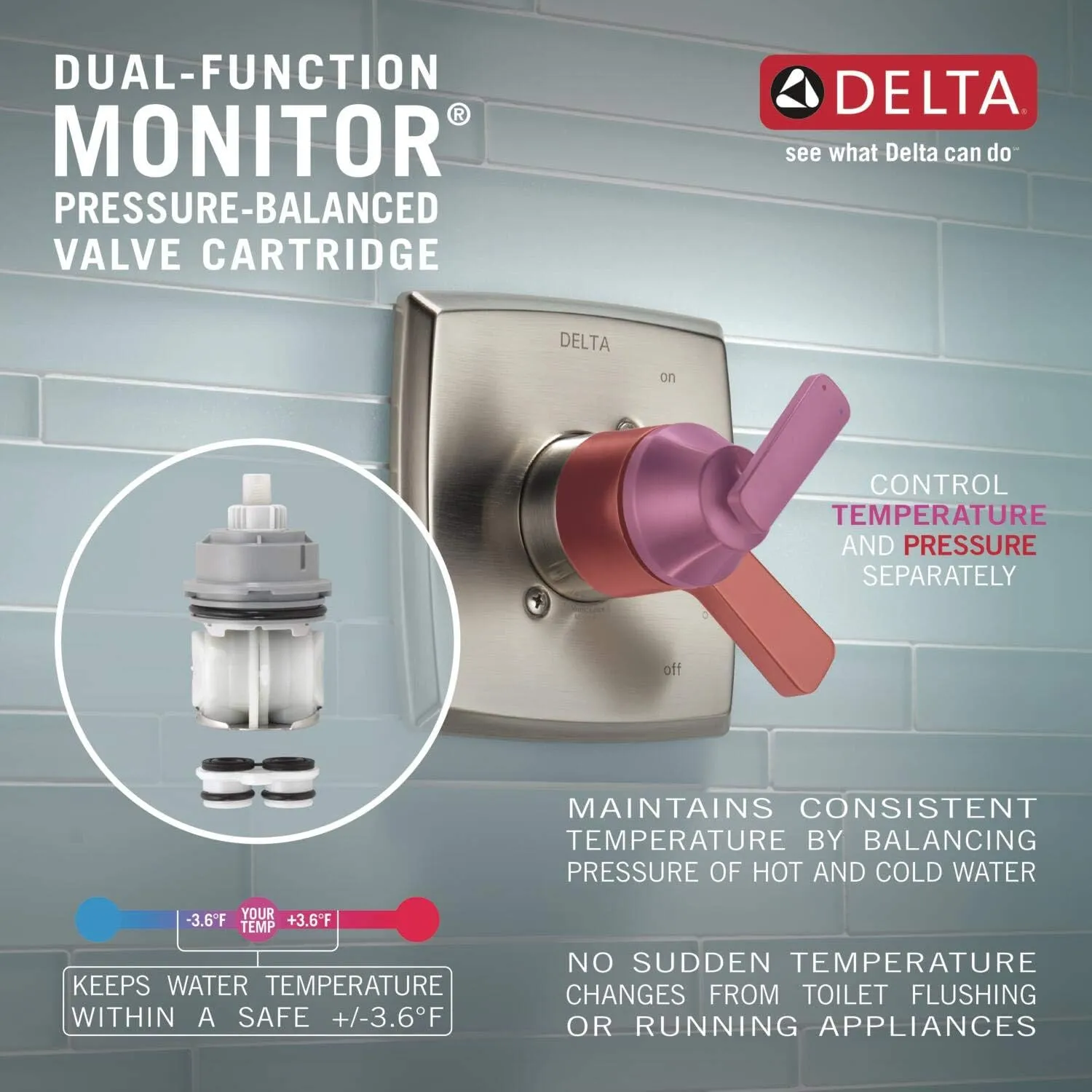 Delta Faucet Ashlyn 17 Series Dual-Function Shower Trim Kit with 2-Spray Touch-Clean In2ition 2-in-1 Hand Held Shower Head with Hose, Stainless T17264-SS-I (Valve Not Included)