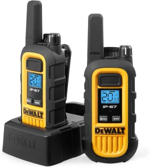 DEWALT DXFRS300 1 Watt Heavy Duty Walkie Talkies - Waterproof, Shock Resistant, Long Range & Rechargeable Two-Way Radio with VOX (2 Pack)