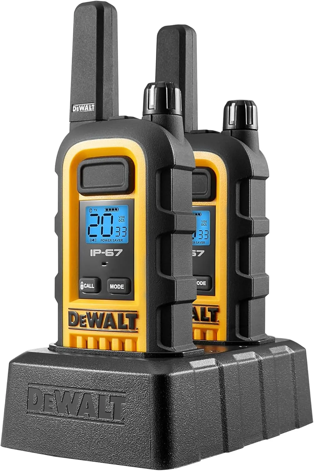 DEWALT DXFRS300 1 Watt Heavy Duty Walkie Talkies - Waterproof, Shock Resistant, Long Range & Rechargeable Two-Way Radio with VOX (2 Pack)