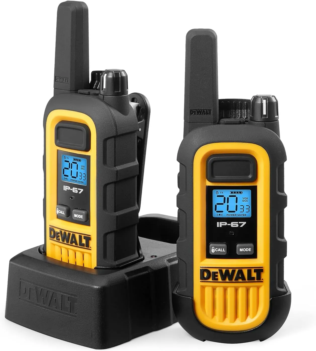 DEWALT DXFRS300 1 Watt Heavy Duty Walkie Talkies - Waterproof, Shock Resistant, Long Range & Rechargeable Two-Way Radio with VOX (2 Pack)