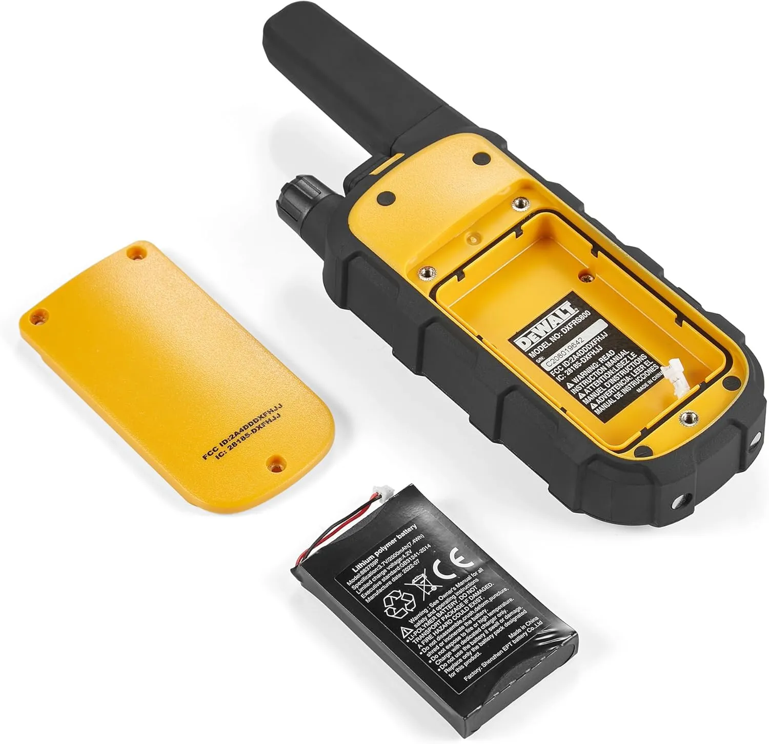 DEWALT DXFRS800 2 Watt Heavy Duty Walkie Talkies - Waterproof, Shock Resistant, Long Range & Rechargeable Two-Way Radio with VOX (2 Pack)