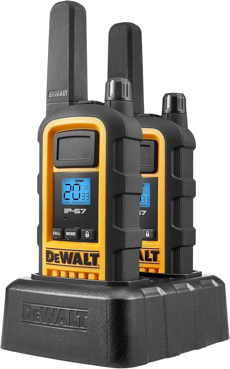 DEWALT DXFRS800 2 Watt Heavy Duty Walkie Talkies - Waterproof, Shock Resistant, Long Range & Rechargeable Two-Way Radio with VOX (2 Pack)