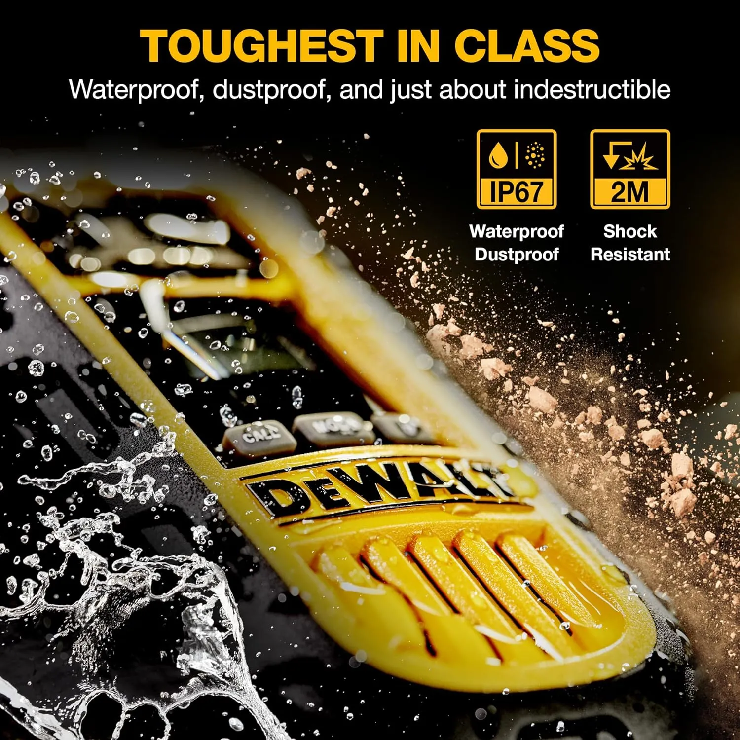DEWALT DXFRS800 2 Watt Heavy Duty Walkie Talkies - Waterproof, Shock Resistant, Long Range & Rechargeable Two-Way Radio with VOX (2 Pack)