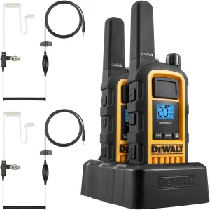 DEWALT DXFRS800 2 Watt Heavy Duty Walkie Talkies - Waterproof, Shock Resistant, Long Range & Rechargeable Two-Way Radio with VOX