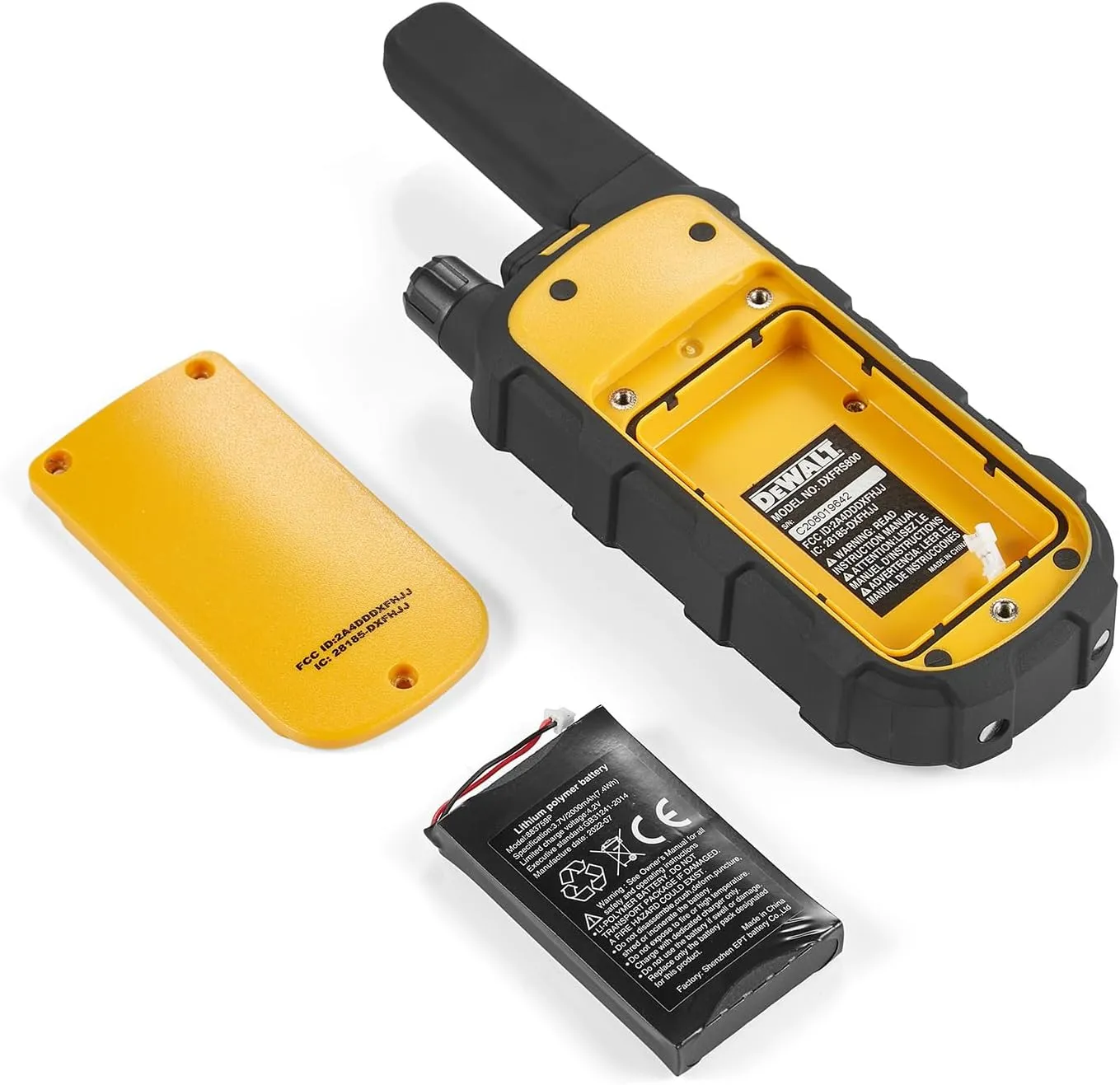DEWALT DXFRS800 2 Watt Heavy Duty Walkie Talkies - Waterproof, Shock Resistant, Long Range & Rechargeable Two-Way Radio with VOX