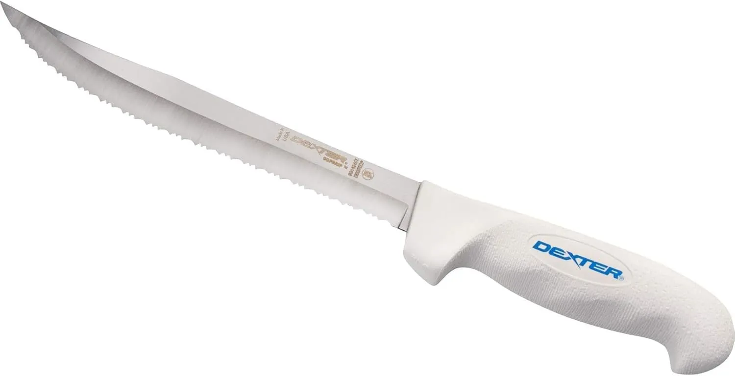 Dexter Outdoors 8" SOFGRIP Tiger Edge Scalloped Knife | Includes Edge Guard