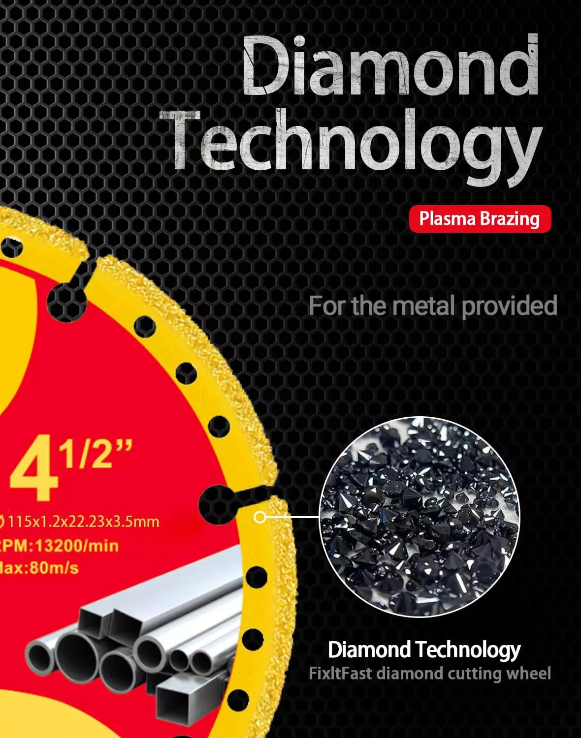 Diamond Cutting Wheel 4 1/2 x 7/8 Inch with 4/5" and 5/8" Washer,Cut Off Wheels 4 1 2 inch,4.5 Cut Off Wheel for Metal with 6000  Cuts on Rebar,Iron,INOX-3 Pack