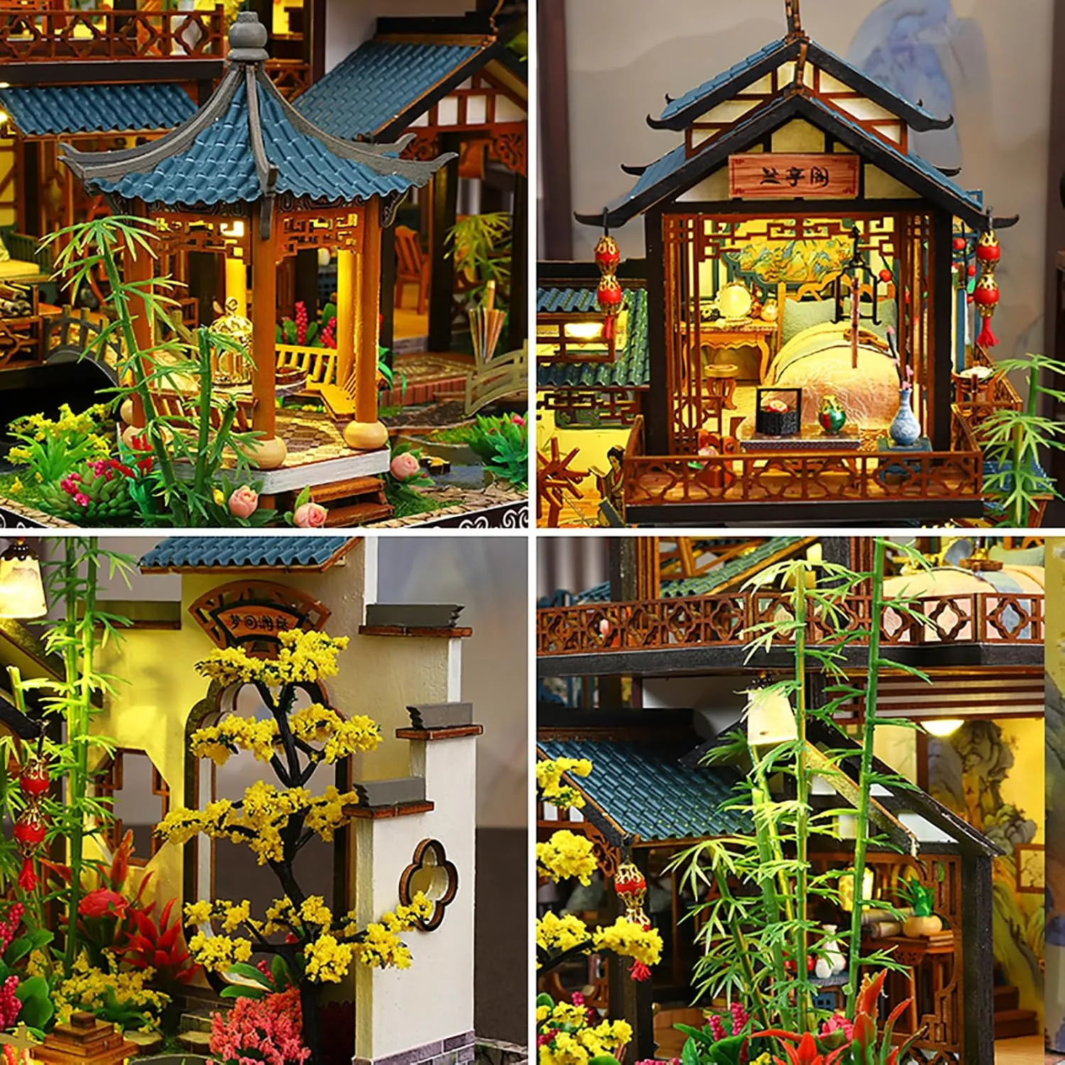 DIY Book Nook Kit - DIY Miniature Dolls House Kit with Furniture and LED Light, 3D Puzzle Wooden Art Bookends, Model Kits for Adults to Build (Yayun Lanting)