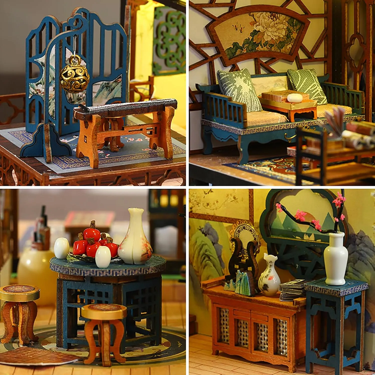 DIY Book Nook Kit - DIY Miniature Dolls House Kit with Furniture and LED Light, 3D Puzzle Wooden Art Bookends, Model Kits for Adults to Build (Yayun Lanting)