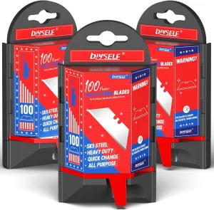 DIYSELF Utility Knife Blades, 300-Pack With Dispenser, SK5 Steel Box Cutter Refills for Box Knife