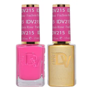 DND Diva Gel Polish Set, First Class Collection, UV/LED Gel Polish and Air Dry Nail Lacquer, Matching Chip-Free Polish Duo, 215 Fuchsia Rose, 0.5 Fl Oz