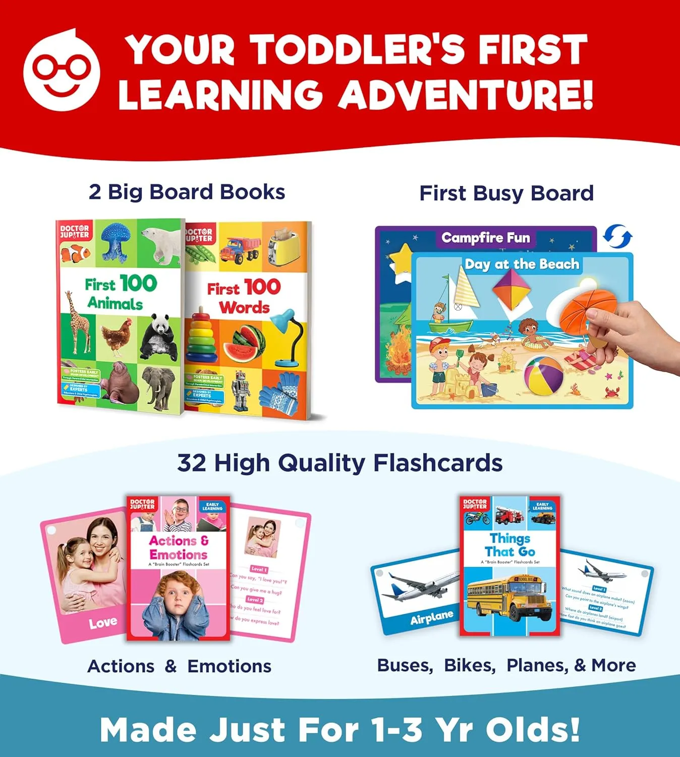 Doctor Jupiter My First Box of Learning | Toys for Toddlers Ages 1-2-3 | Toddler Learning & Educational Activities for 1  Year Old Boys & Girls | Gift Ideas for Birthdays