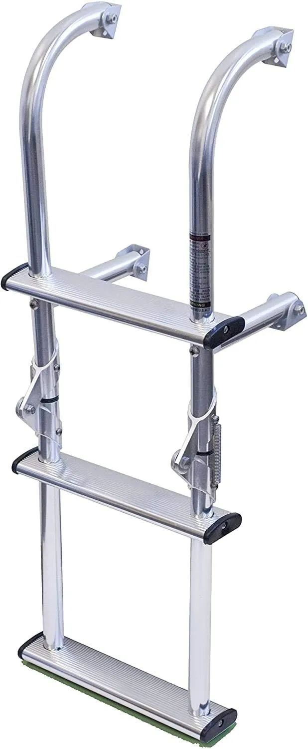 DotLine Universal Mount Aluminum Folding Transom Boat Ladder – Durable, Foldable, Secure Boarding