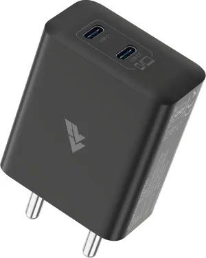 DR VAKU® Duotex 45W PD Dual Port GaN Charger Type C Adapter for iPhone 16/16 Plus/16 Pro/16 Pro Max, 15/14/13/12 Series, Samsung & All Android Devices USB-C Fast Charger