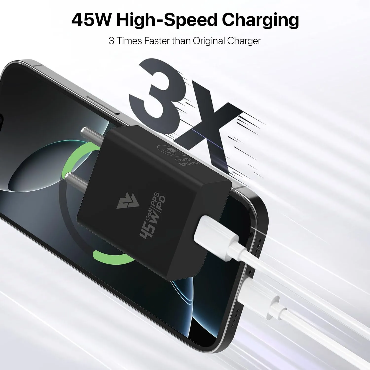 DR VAKU® ROGUE 45W PD GaN Charger Type C Adapter for iPhone 16/16 Plus/16 Pro/16 Pro Max, 15/14/13/12 Series, Samsung & All Android Devices USB-C Fast Charger