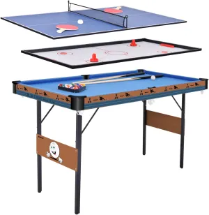 DRM 55Inch Multi Function 3 in 1 Combo Game Table, Folding Pool Table/Billiard Table, Hockey Table, Table Tennis Table with All Accessories