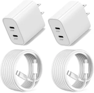Dual Port iPhone 16 15 Charger Fast Charging Type C USB C Charger Block with 2 Pack 6FT Long USB C Charging Cable Cord for iPhone 16/16 Plus/16 Pro/16 Pro Max/Phone15/15 Pro Max