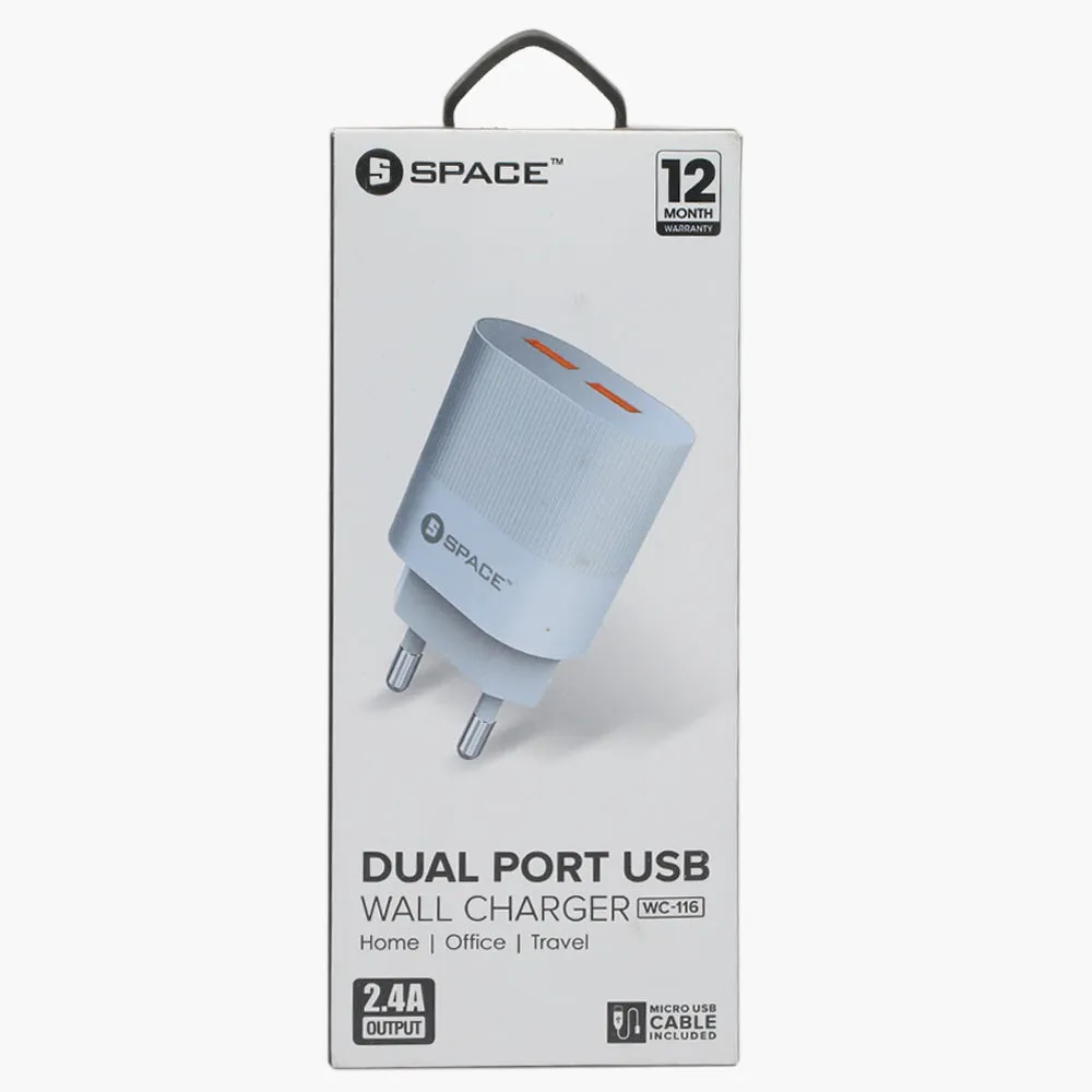 Dual Port Usb Charger 2.4A WC -116 - White