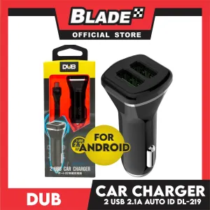 Dub Car Charger Dual USB 2.1A Auto-ID DL-219 (Black) for Android and iOS