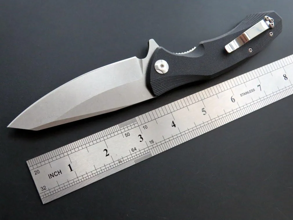 Eafengrow Pocket Knives D2 Blade and G10 Handle,Outdoor Survival and Everyday Carry Knife with Clip (EF228-black)