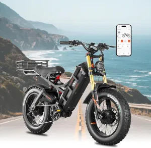eAhora 2025 Romeo Long Range Electric Bike for Adults, 2500W/1600W, 52/48V60Ah Commuter Ebike, 40/34MPH Fast Electric Mountain Bicycle, 20"/26" Fat Tires, Color Display/App Control/All-terrain/weather