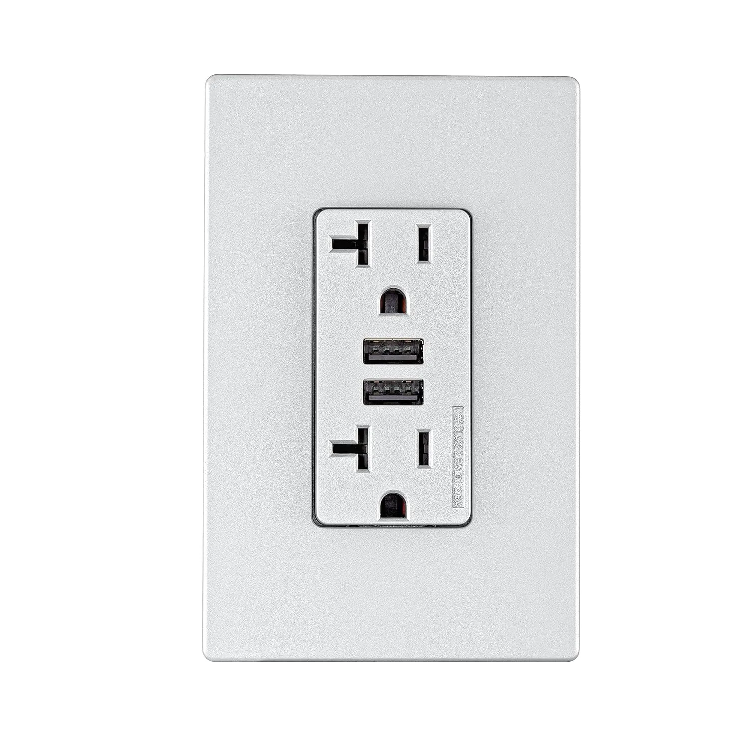 Eaton 3.6A USB Type A Charger with TR Duplex Receptacle 20A/125V, Silver Granite