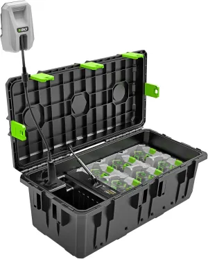 EGO CHU6001 6-Port Mobile Charging Case with Charging Adaptor Kit, Integrated Wheels and Handles, Battery and Charger Not Included