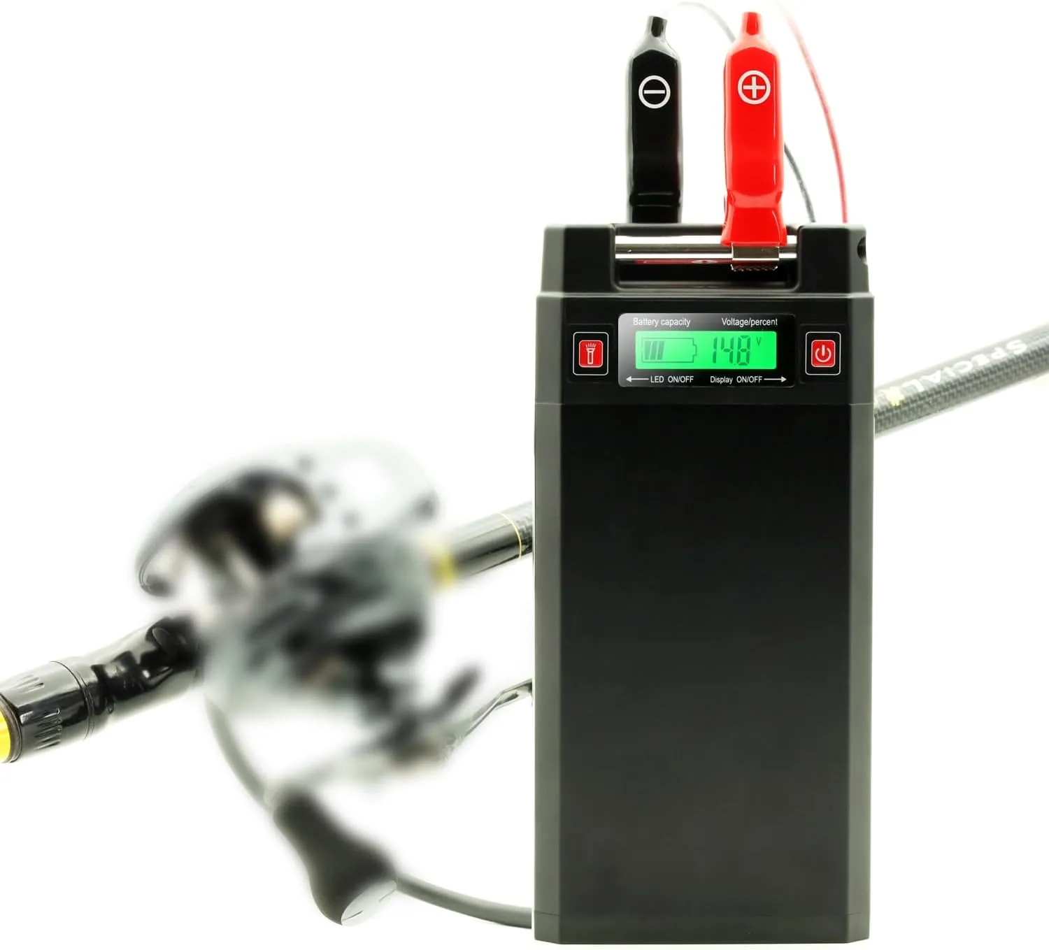 Electric Reel Battery. 14.8V 20000 mAh. Stable Power Output. Aluminum Alloy Rust-Proof Casing. Compatible with Daiwa and Shimano Electric Fishing Reels